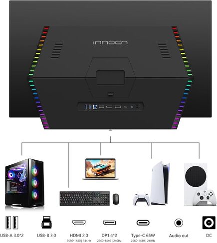 INNOCN 34Q1R 34" OLED Curved Ultrawide Monitor WQHD 3440 x 1440p 175Hz Computer Monitor, USB Type C Power Delivery, HDMI, DP, Stereo Speakers, Charger Pad, Black in Saudi Arabia
