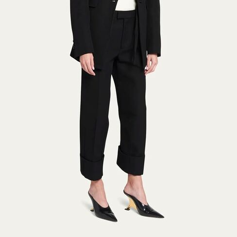 Vertundy Wedge Heels Mules For Women Pointed Closed Toe Backless Metallic Leather High-Heeled Sandals Slip On Bridal Wedding Mule Pumps in Kuwait