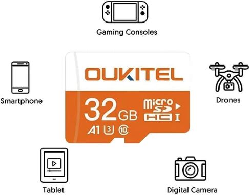 بطاقة OUKITEL Micro SD سعة 32 جيجابايت وذاكرة 32 جيجابايت Ultra Micro SD بطاقة U3 عالية السرعة، U3، A1،32 جيجابايت in Kuwait