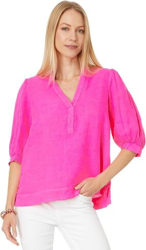 Lilly Pulitzer Women's Mialeigh Elbow Sleeve Linen Top in Saudi Arabia