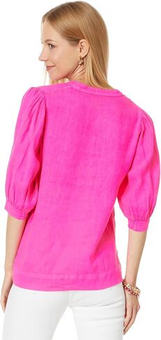 Lilly Pulitzer Women's Mialeigh Elbow Sleeve Linen Top in Saudi Arabia
