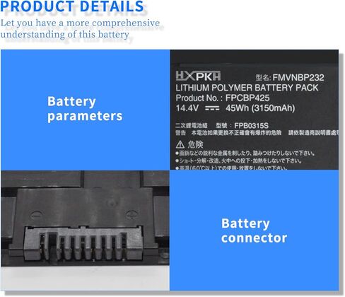 HXPKH FPCBP425 FMVNBP232 FPB0315S Laptop Battery for Fujitsu Lifebook U745 T935 T936 T904 T904U Series Notebook CP703451-01 CP672845-01 CP651077-02 FPCBP425AP 4ICP6/56/76 34055117 14.4V 45Wh 3150mAh in Kuwait