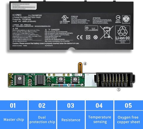 HXPKH FPCBP425 FMVNBP232 FPB0315S Laptop Battery for Fujitsu Lifebook U745 T935 T936 T904 T904U Series Notebook CP703451-01 CP672845-01 CP651077-02 FPCBP425AP 4ICP6/56/76 34055117 14.4V 45Wh 3150mAh in Kuwait
