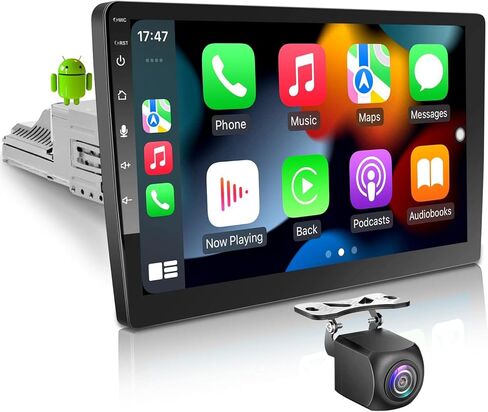 راديو سيارة بشاشة لمس واحدة Din تعمل باللمس، راديو سيارة لاسلكي CarPlay Android Auto قابل للفصل 10 بوصة تعمل باللمس 8 النواة 2G+32G Andorid Car Player مع كاميرا احتياطية، ملاحة GPS، بلوتوث واي فاي in Kuwait