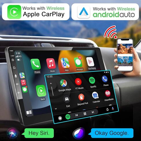 راديو سيارة بشاشة لمس واحدة Din تعمل باللمس، راديو سيارة لاسلكي CarPlay Android Auto قابل للفصل 10 بوصة تعمل باللمس 8 النواة 2G+32G Andorid Car Player مع كاميرا احتياطية، ملاحة GPS، بلوتوث واي فاي in Kuwait