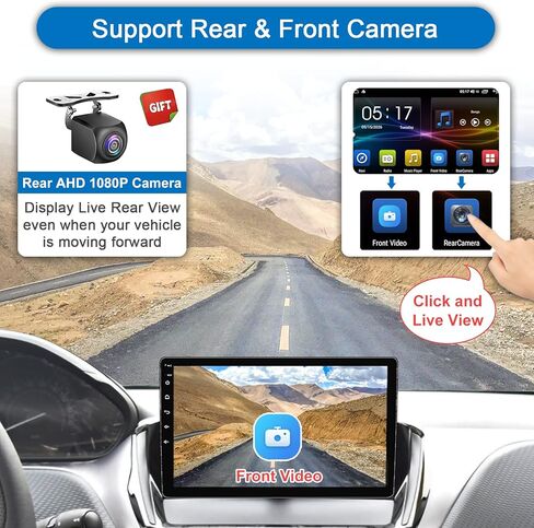 راديو سيارة بشاشة لمس واحدة Din تعمل باللمس، راديو سيارة لاسلكي CarPlay Android Auto قابل للفصل 10 بوصة تعمل باللمس 8 النواة 2G+32G Andorid Car Player مع كاميرا احتياطية، ملاحة GPS، بلوتوث واي فاي in Kuwait