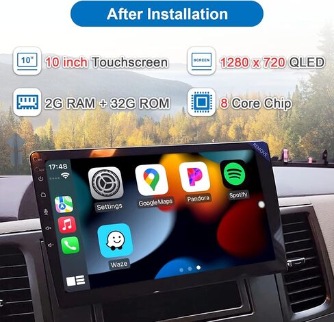 راديو سيارة بشاشة لمس واحدة Din تعمل باللمس، راديو سيارة لاسلكي CarPlay Android Auto قابل للفصل 10 بوصة تعمل باللمس 8 النواة 2G+32G Andorid Car Player مع كاميرا احتياطية، ملاحة GPS، بلوتوث واي فاي in Kuwait