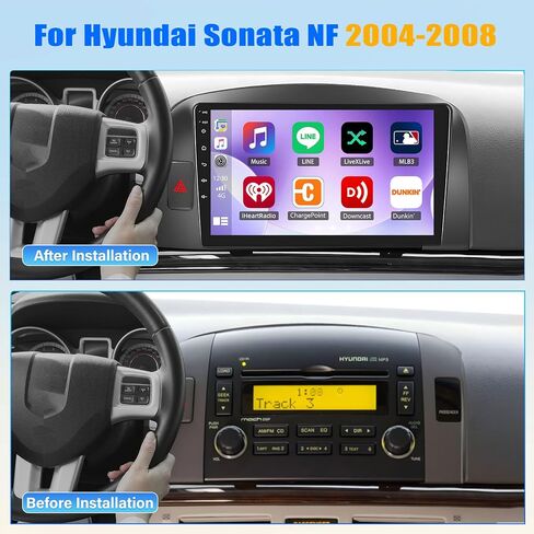 2+64G Android 13 Car Stereo for Hyundai Sonata NF 2004-2008 with Wireless CarPlay Android Auto, 9" Touchscreen in Dash GPS Radio with WiFi Mirror Link Bluetooth FM RDS EQ SWC Backup Camera in Saudi Arabia