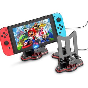 RGB Charging Dock for Switch/Switch Lite/OLED, Portable Foldable Non-Slip Bracket for Phone, Adjustable Charging Switch Stand with Type C Charger Port (Black) in Kuwait