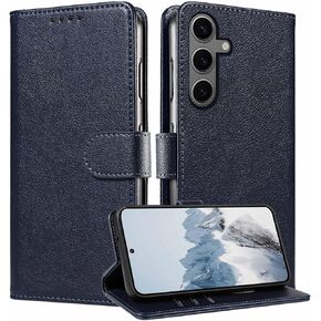 JanCalm S24 Ultra Case,for Galaxy S24 Ultra Case Wallet,[RFID Blocking][Card Holder Slots][Kickstand] Magnetic Leather Protective Shockproof Flip Cases Cover for Samsung S24 Ultra (Blue)