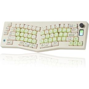 CIDOO ABM066 Alice Keyboard Hot Swappable Mechanical Keyboard RGB Wireless Custom Gaming Keyboard with Colgate Switches VIA Programmable Volume Knob for Win/Mac/iOS(MOA Panda Keycaps)