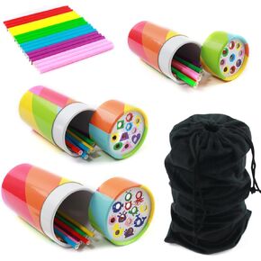Montessori Toys for 1-3 Year Old:Sticks for Kids Travel Size,Nesting Paper Tube Sensory Matching Games,Toddlers Stay Busy,Color,Patterns,Numbers,Letters Fine Motor Sorting Learning Toys