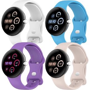 4 Pack Active Band for Google Pixel Watch 3 45mm Band for Men/Women,Waterproof Sport Silicone Replacement Wristband Strap for Google Pixel Watch 3 Band 45 mm