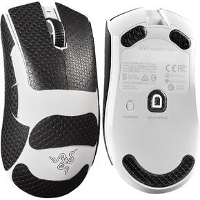 2 in 1 Sweat-Resistant Mouse Grip Tape + Mouse Skates for Razer DeathAdder V3/V3 Pro Mouse Skin Pre-Cut Anti-Slip Sticker and Durable Smooth Mouse Feet Fast Move Gliders