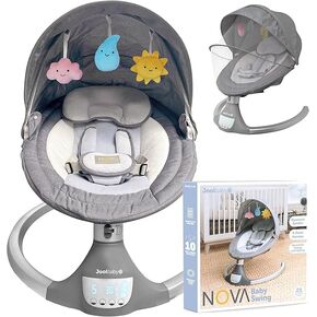 Nova Nature Baby Swing for Newborns – Natural Wood Toys, Electric Motorized Infant Swing, Bluetooth Music – Jool Baby