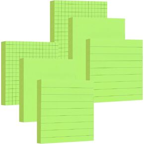 Sticky Notes 6 Packs, 3 x 3 Inches Adhesive Self-Stick Notes in Eye Protection Paper, Multiple Designs of Memo Pads for Reminders, Office, Home, School, Meeting, 80 Sheets/Pad