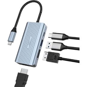 USB C Hub, 8k@30hz HDMI HUB, 4 in 1 USB C to HDMI with Dual Display 8k@30hz HDMI, 8k@30hz DP, 100w USB-C Pd Port, USB 3.0 Compatible with HDTV and More Type-C Devices