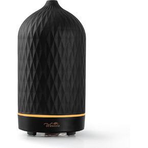 Wanlola Essential Oil Diffuser,Aromatherapy Diffuser with Diamond Pattern,120ML Ceramic Diffuser with Auto Off Function & Warm Light for Home,Decor,White