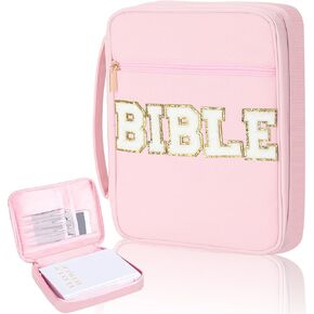Bible Cover with Handles, Zippered Bible Bag Carrying Case for Women Girls, Bible Cover Bags Letter Bible Cover, Ideal Religious Gift for Women Girls