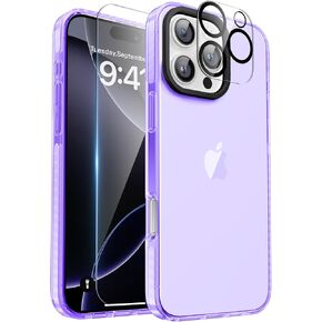 Neon Clear Case for iPhone 16 Pro with Screen Protector + Camera Lens Protector, Women Cute Vibrant Phone Case Accessories, Soft Silicone Protective Cover Cases for iPhone 16pro 6.3inch