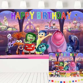 Inside 2 Cartoon Movie Party Decorations Backdrop Nine Emotions with Islands Background Colorful Banner for Dessert Table 7x5 ft 580