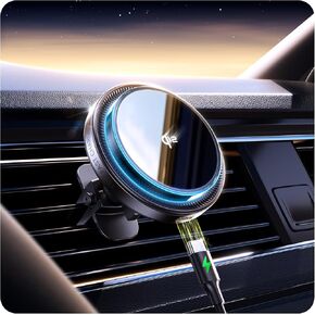 Beser Qi2 15W for MagSafe Car Mount Charger, (4.16 lbf) Strong Magnetic, Wireless Charger for Car, Vent/Dashboard, Phone Holder for iPhone 16/15/14/13/12 Series, Fast Charging, Safety, Aluminium, Gray