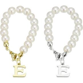 PATIKIL Letter Charm Accessories, 2PCS Pearl Chain Initial Name ID Accessories for Tumbler Cup Decoration, Gold & Silver, Letter C