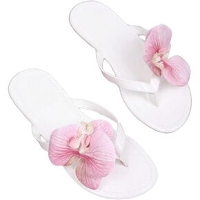 GORGLITTER Women's Appliques Floral Flip Flops Vacation Open Toe Beach Thong Summer Sandals