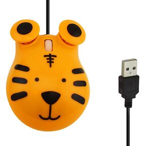 Cute Animal Tiger Shape USB Wired Corded Mouse Optical Mice for Notebook PC Laptop Computer 1600DPI 3 Buttons with 3.2 Feet Cord for Computer Laptop School Kids Children Gift(Orange)