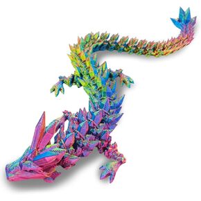 3D Printed Dragon Fidget Toy, Full Articulated Dragon Crystal Dragon, Home Office Decor Executive Desk Toys, Fidget Toys for Autism/ADHD.