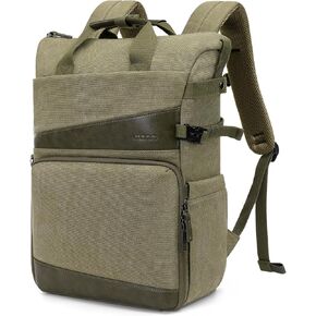 MOSISO Camera Backpack, DSLR/SLR/Mirrorless Camera Bag Case with Tripod Holder&15-16 inch Laptop Compartment&PU Handle, Canvas Photography Backpack Compatible with Canon/Nikon/Sony, Olive Yellow