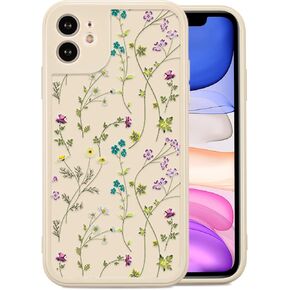 RALEAVO Floral Case for iPhone 13 Pro, Flower Branch Pattern Design Cute Cover Case for Girls Women Slim Thin Soft Silicone Shockproof Anti-Slip Phone Case for iPhone 13 Pro (6.1"),Beige