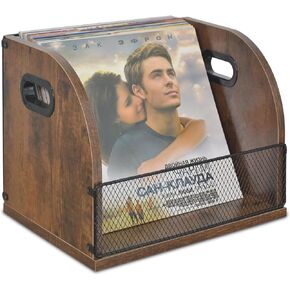 Vinyl Record Storage Record Crates for Vinyl Record Holder Wooden LP Record Storage Vinyl Crate Holds Up to 50 Record (Retro Color (1 Pack)), vintage brown