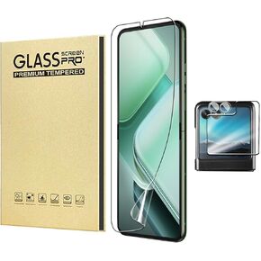 Compatible for Motorola Razr 2024/Razr+ 2024 (Razr Plus 2024)（Combination 3-piece set） High definition water coagulation film [inner screen]+External screen tempered film+Transparent lens film