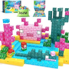 Magnetic Blocks - Build Mine Magnet World Ocean Set, Magnets Building Toys for Kids Ages 3-5 4-8, STEM Montessori Sensory Toys for Toddler 3+ Year Old Girls Boys, Classroom Must Haves Supplies