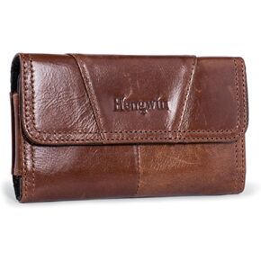 Hengwin Leather Phone Holster Fits for iPhone 15 Pro Max 13 Pro Max 12 Pro Max Samsung Galaxy S24 Ultra A15 A25 A54 A14 A13 Google Pixel 7 Pro Belt Case Magnetic Cell Phone Holder Belt Pouch (Brown)