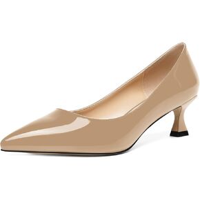 ROSERWISH Womens Patent Pointed Toe Slip On Work Fashion Casual Kitten Low Heel Pumps Dress Shoes 2 Inch