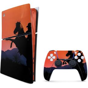 MightySkins Skin Compatible with Playstation 5 PS5 Slim Digital Edition Bundle - Bronco Sunset | Protective, Durable, and Unique Vinyl Decal wrap Cover | Easy to Apply | Made in The USA