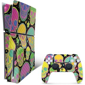 MightySkins Skin for PS5 Playstation 5 Slim Disc Edition Bundle - Candy Skulls Protective, Durable, and Unique Vinyl Decal wrap Cover Easy to Apply, Remove, and Change Styles Made in The USA