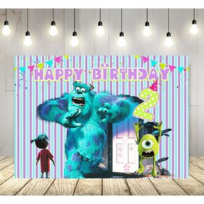 خلفية Blue Monster Inc، مقاس 5 × 3 أقدام، من البوليستر، لحفلة عيد الميلاد الثاني، موضوع Boo، لافتة استحمام الطفل، تزيين طاولة الكيك in Kuwait