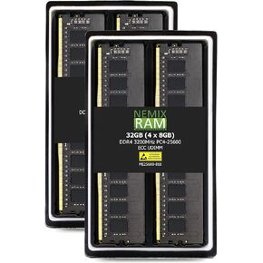 NEMIX RAM 128GB (4X32GB) DDR4 3200MHz PC4-25600 2Rx8 1.2V CL22 288-PIN ECC Unbuffered UDIMM KIT Compatible with Dell PowerEdge R350 Rack Server in Kuwait