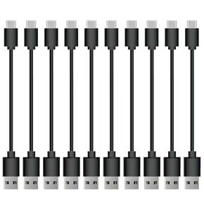 Short USB Type C Cable, 10 Pack 0.5FT USB 2.0 Cables Black