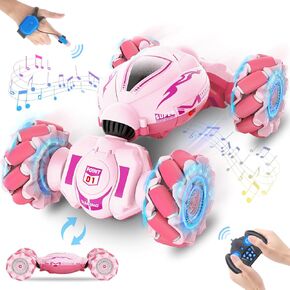 RC Cars, Gesture Sensing Stunt Car Toys for Boys Girls 6-12 Year Old, 2.4Ghz 4WD Hand Remote Control Car 360° Rotate Transform Off-Road Drift with Lights Music, Birthday Xmas Gifts for Kids