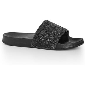 AVENUE Women's Cloudwalkers Wide FIT Slide Sally Sparkle Sandal, Black, 10