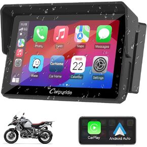 Carpuride W702B Motorcycle Carplay Screen for BMW R1200GS R1250GS S1000XR Motorcycle, 7 inch Waterproof Touchscreen, Portable Carplay/Android Auto GPS Navigation for Motorbike, Dual Bluetooth