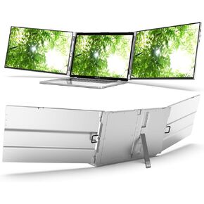 Oiiwak 14inch Triple Portable Monitor for 13-16" Laptop, Aluminum Alloy 1200P Tri-Screen Monitor Extender with HDMI & USB-C Ports,Compatible with Mac & Windows-OK14 [Blue Case Ver]