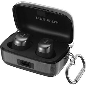 Clear Case for Sennheiser Momentum 4/3 Wireless Earbuds, Hard Shell TPU Case for Momentum True Wireless 4/3, Full-Body Anti-Scracth Protective Cover with Carabiner