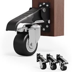 Workbench Stepdown Caster, 600 Lbs Casters Wheels Set of 4 Durable Heavy Duty Steel, 2.5" All Steel Construction Urethane Wheel with Screws & Screwdriver