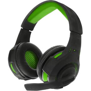 Sentry HPXGX100GR Stereo Gaming Headset, Green; in-line Volumen and Mic On/Off Controls; Rotating Omni-directional Mic; Adjustable Headband; Comfortable Earpads for Long Use