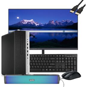 HP EliteDesk 800 G3 SFF Desktop Computer with 21.5" Full HD Monitor Bundle PC Set, Intel Core i7-6700, 16GB RAM, 256GB SSD, RGB Speakers, Keyboard and Mouse, WiFi, Windows 10 Pro (Renewed)